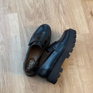 Franco Sarto Black Chunky Platform Loafers